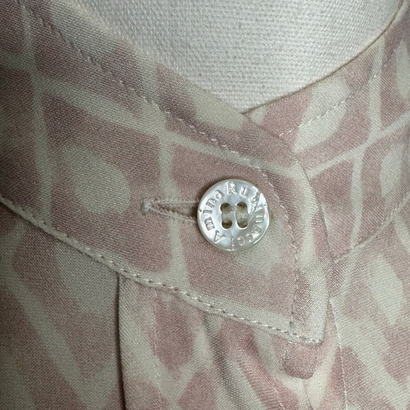 Amina Rubinacci Button Up Shirt Size 42‎ Small Pink Stretch Silk 3/4 Sleeves - Picture 3 of 12